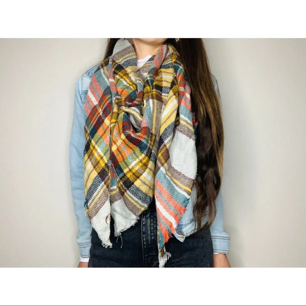 Plaid Fall Weather Scarf - Picture 2 of 3
